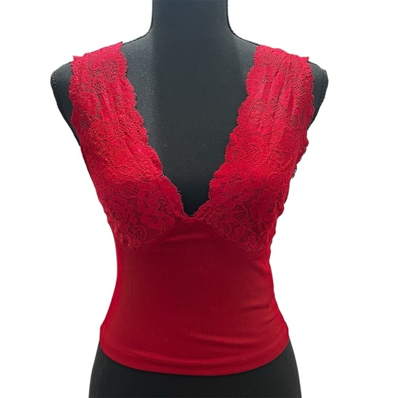 Cider XS Wine Burgundy Lace Y2K Babydoll Coquette Romantic Feminine Top - Picture 1 of 9